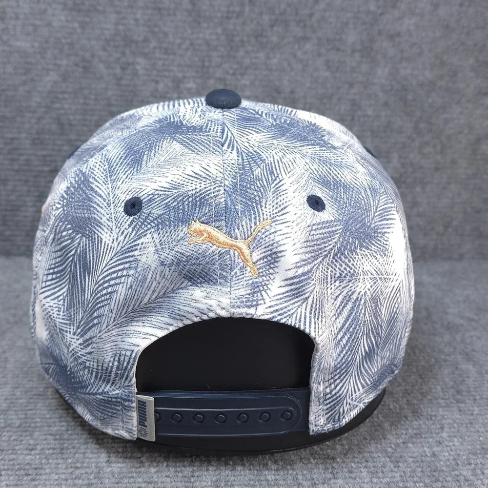 Puma Golf Hat Cap Snap Back Mens One Size Blue Palm Print TPC Scottsdale Golf